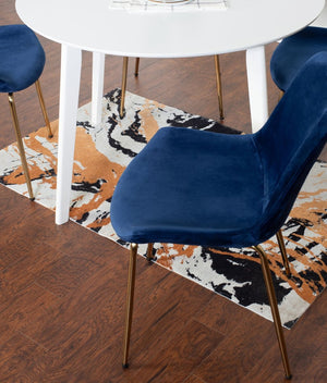 English Elm Aufurr Round Velvet Dining Set with Gold Legs for Small Breakfast Nook Spaces T2574S00076