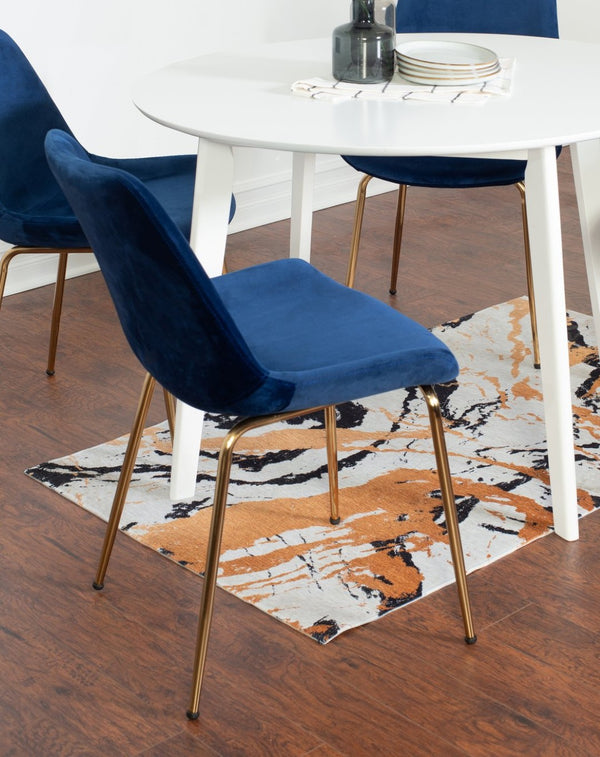English Elm Aufurr Round Velvet Dining Set with Gold Legs for Small Breakfast Nook Spaces T2574S00076