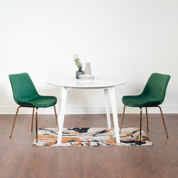 English Elm Aufurr Round Velvet Dining Set with Gold Legs for Small Space Bistro Style T2574S00078