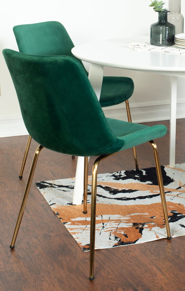 English Elm Aufurr Round Velvet Dining Set with Gold Legs for Small Space Bistro Style T2574S00078