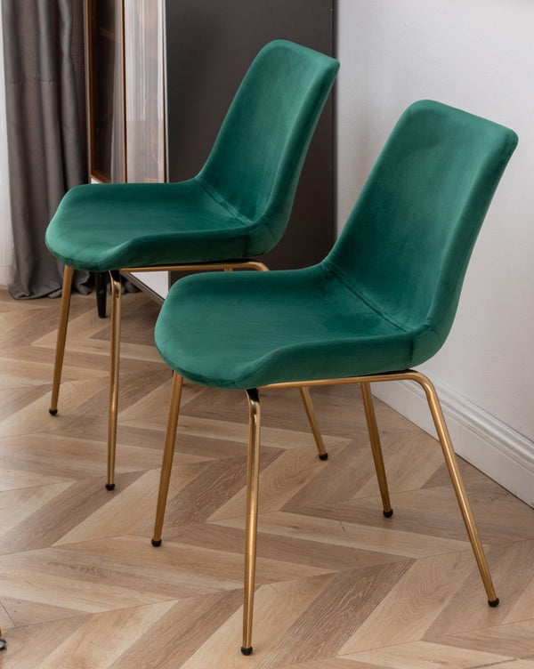 English Elm Aufurr Round Velvet Dining Set with Gold Legs for Small Space Bistro Style T2574S00078