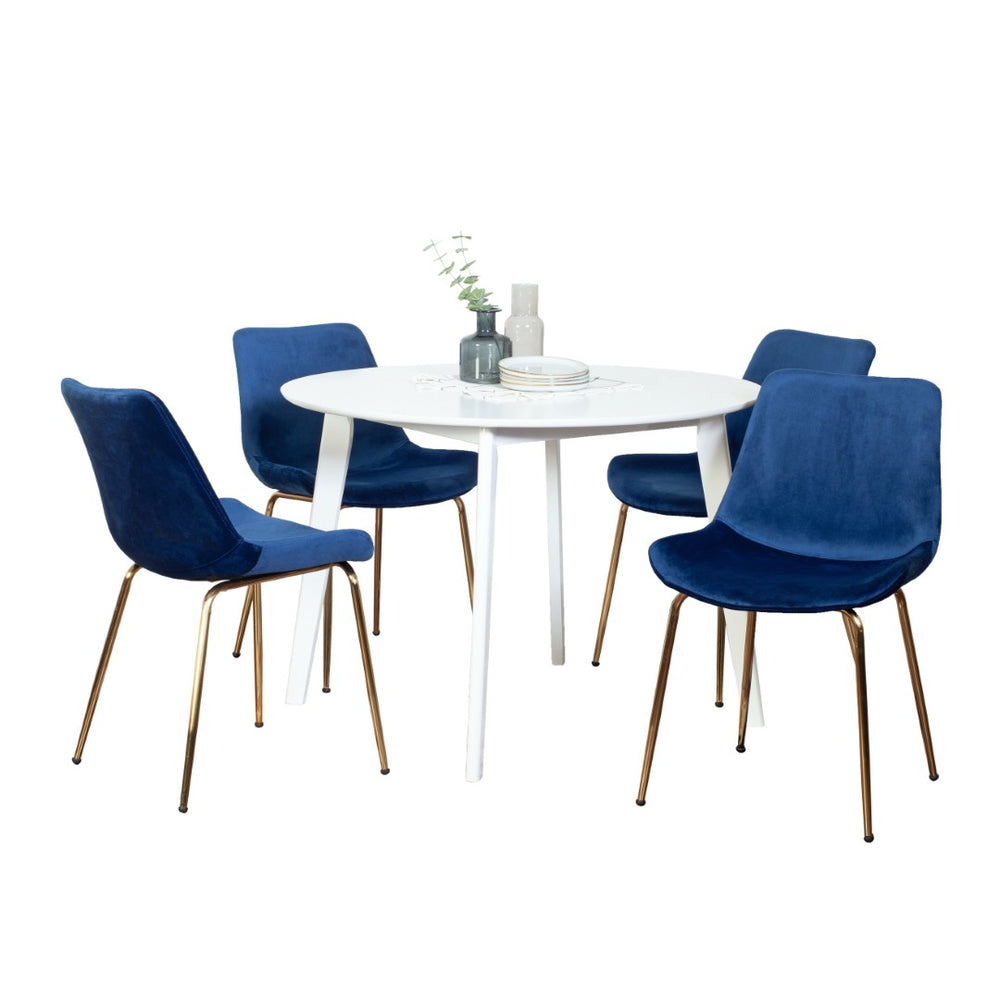 English Elm Aufurr Velvet Chair Round Dining Set with Gold Leg Table for Modern Apartments T2574S00080