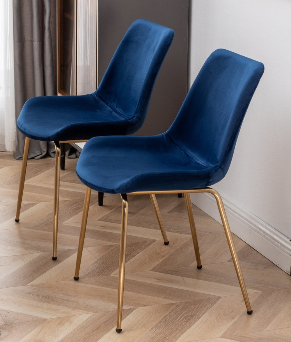 English Elm Aufurr Velvet Chair Round Dining Set with Gold Leg Table for Modern Apartments T2574S00080