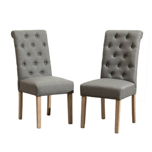 English Elm Amonia Traditional 5 Piece Dining Set with Turned Legs and Button Tufted Parsons Chairs T2574S00089