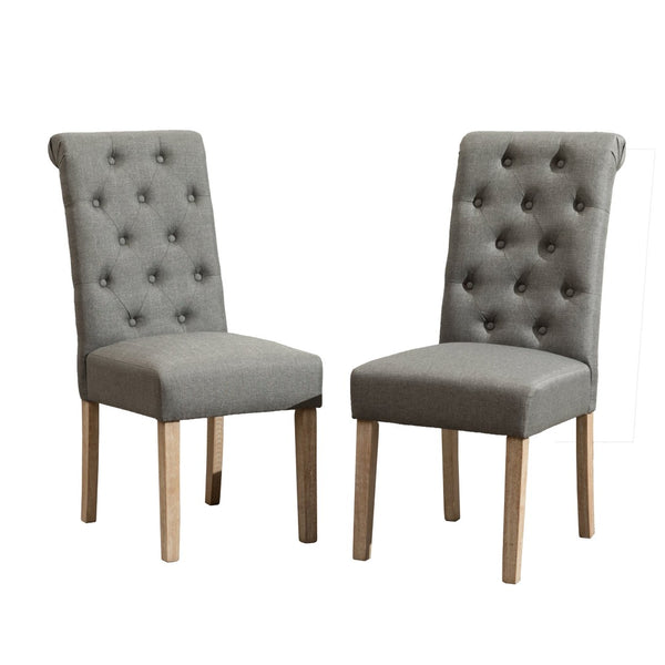 English Elm Amonia Traditional 5 Piece Dining Set with Turned Legs and Button Tufted Parsons Chairs T2574S00089