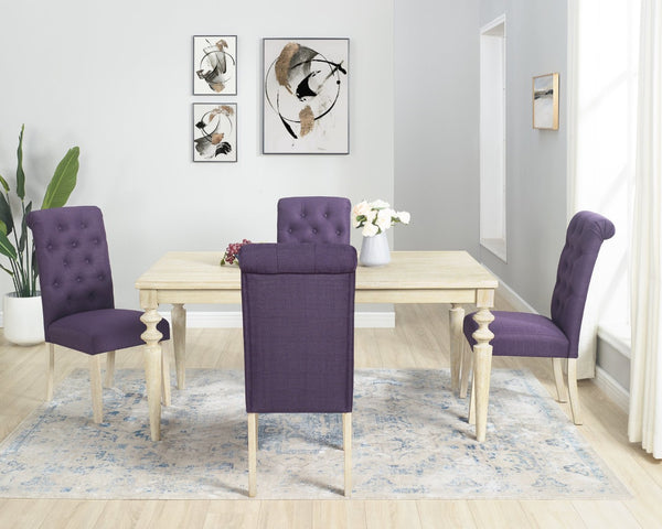 English Elm Amonia Traditional Five Piece Dining Set with Tufted Chairs and Turned Rubberwood Legs T2574S00090