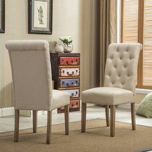 English Elm Amonia Five Piece Traditional Dining Set with Turned Legs and Button Tufted Parsons Chairs T2574S00091