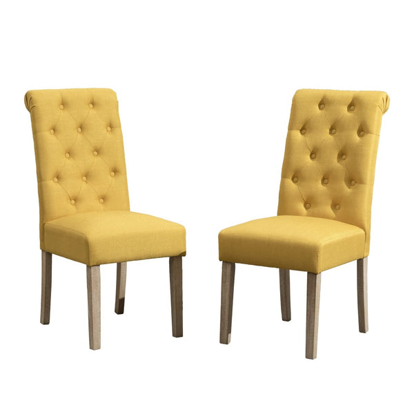 English Elm Amonia Five Piece Dining Set with Turned Leg Table and Button Tufted Parsons Chairs T2574S00092