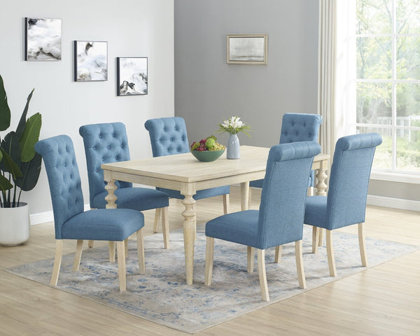 English Elm Amonia Seven Piece Formal Dining Set Tufted Parsons Chairs Turned Leg Wood Table T2574S00093