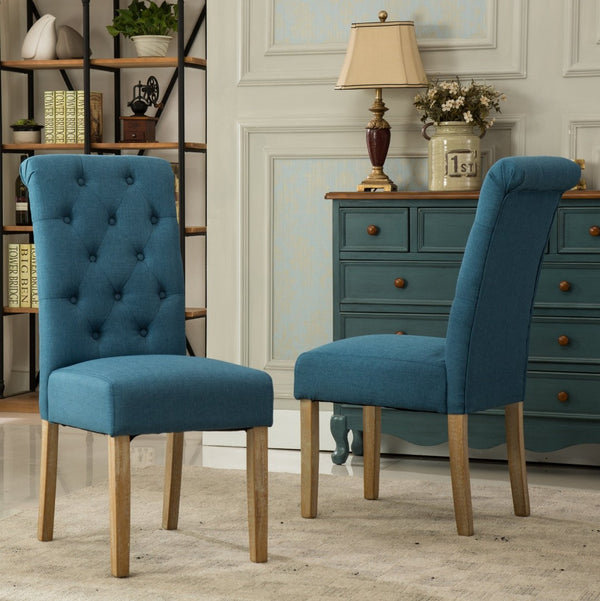 English Elm Amonia Seven Piece Formal Dining Set Tufted Parsons Chairs Turned Leg Wood Table T2574S00093