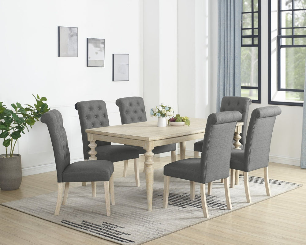 English Elm Amonia Seven Piece Traditional Dining Set with Tufted Chairs and Turned Leg Table T2574S00094
