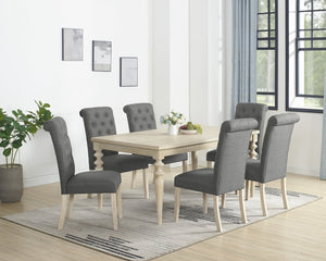 English Elm Amonia Seven Piece Traditional Dining Set with Tufted Chairs and Turned Leg Table T2574S00094