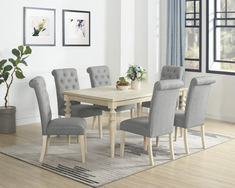 English Elm Amonia Seven Piece Dining Set with Birch Veneer Table and Tufted Upholstered Chairs T2574S00095