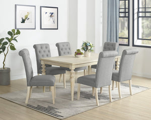 English Elm Amonia Seven Piece Dining Set with Birch Veneer Table and Tufted Upholstered Chairs T2574S00095