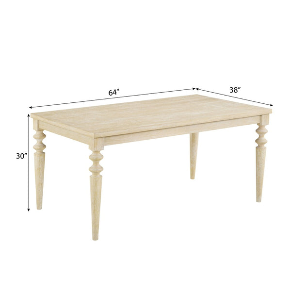 English Elm Amonia Traditional Seven Piece Dining Set Turned Legs Tufted Parsons Chairs Birch T2574S00096