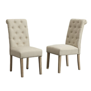 English Elm Amonia Seven Piece Dining Set Turned Leg Table with Six Button Tufted Parsons Chairs T2574S00097