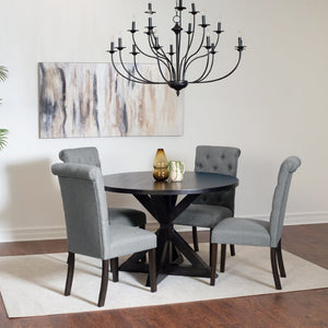 English Elm Nylander Round Pedestal Dining Set Seats Four with Tufted Chairs in Modern Farmhouse Style T2574S00106