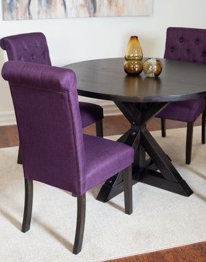 English Elm Nylander Round Pedestal Dining Set Oak Veneer Table with Tufted Upholstered Chairs T2574S00107