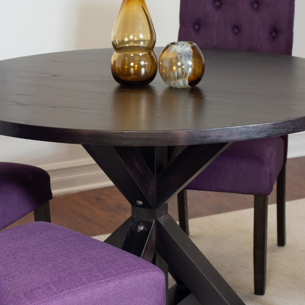 English Elm Nylander Round Pedestal Dining Set Oak Veneer Table with Tufted Upholstered Chairs T2574S00107