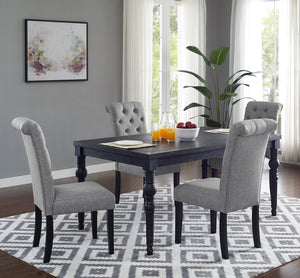 English Elm Leviton Solid Hardwood Dining Set Seats Four with Turned Legs and Wire-brushed Finish Gray T2574S00110
