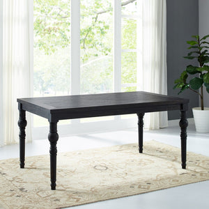 English Elm Leviton Solid Hardwood Dining Set Seats Four with Turned Legs and Wire-brushed Finish Purple T2574S00111