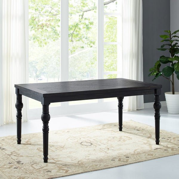 English Elm Leviton Solid Hardwood Dining Set Seats Four with Turned Legs and Wire-brushed Finish Purple T2574S00111