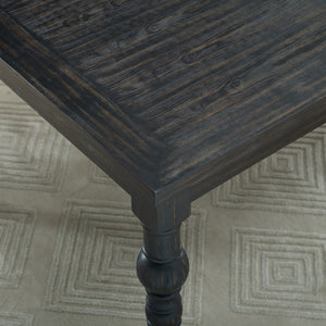 English Elm Leviton Solid Hardwood Dining Set Seats Four with Turned Legs and Wire-brushed Finish Purple T2574S00111