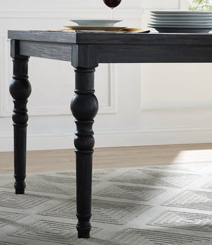English Elm Leviton Solid Hardwood Dining Set Seats Four with Turned Legs and Wire-brushed Finish Purple T2574S00111