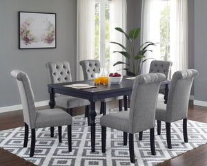 English Elm Leviton Hardwood Dining Set Seats Six with Turned Legs and Wire-Brushed Limed Finish T2574S00114