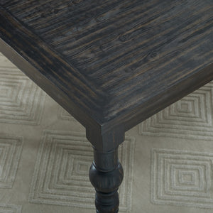 English Elm Leviton Hardwood Dining Set Seats Six with Turned Legs and Wire-Brushed Limed Finish T2574S00114