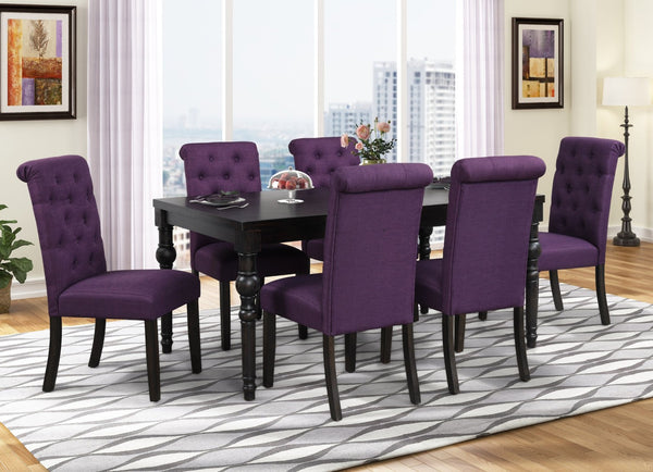English Elm Leviton Solid Hardwood Dining Set Seats Six with Turned Legs and Limed Driftwood Finish T2574S00115