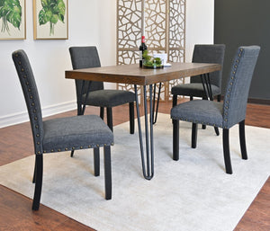 English Elm Amisos Five Piece Dining Set Hairpin Legs Rustic Pine Top with Nailhead Accent Chairs T2574S00124