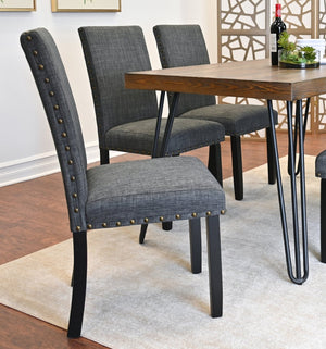 English Elm Amisos Five Piece Dining Set Hairpin Legs Rustic Pine Top with Nailhead Accent Chairs T2574S00124