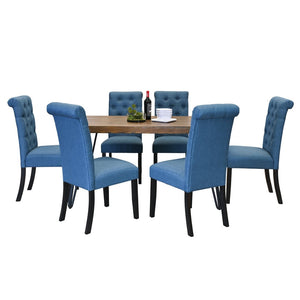 English Elm Amisos Industrial Farmhouse Dining Set Hairpin Table Six Upholstered Nailhead Chairs Brown - A T2574S00126