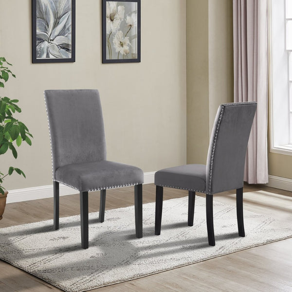 English Elm Ashzo Hairpin Dining Set Velvet Chairs Nailhead Trim Mid-century Style for Four Brown - B T2574S00140