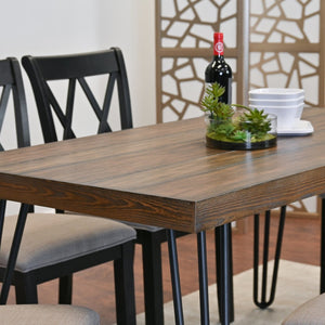 English Elm Arroyo Five Piece Farmhouse Dining Set with Hairpin Table and Cross Back Chairs T2574S00147