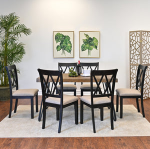English Elm Arroyo Industrial Farmhouse Seven Piece Set Hairpin Table and Cross Back Chairs T2574S00148