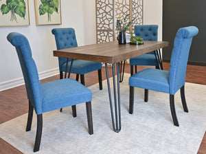 English Elm Ashford Industrial Hairpin Leg Dining Set Tufted Upholstered Chairs Rustic Wood Table Brown - A T2574S00150