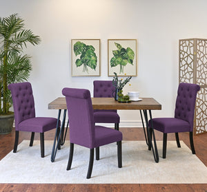 English Elm Ashford Industrial Hairpin Leg Dining Set Tufted Upholstered Chairs Rustic Wood Table Brown - C T2574S00152