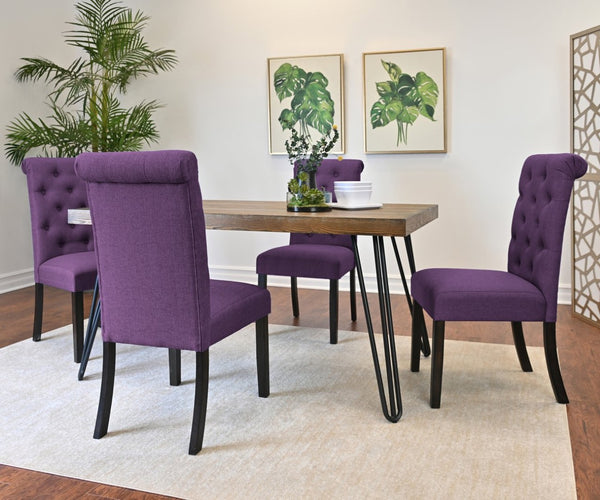 English Elm Ashford Industrial Hairpin Leg Dining Set Tufted Upholstered Chairs Rustic Wood Table Brown - C T2574S00152