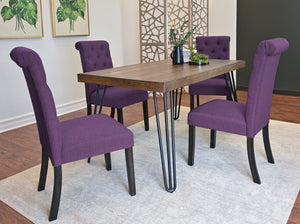 English Elm Ashford Industrial Hairpin Leg Dining Set Tufted Upholstered Chairs Rustic Wood Table Brown - C T2574S00152