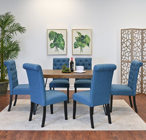 English Elm Ashford Mid-Century 7 Piece Dining Set Hairpin Table Six Tufted Upholstered Chairs T2574S00154