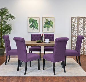 English Elm Ashford Industrial Farmhouse Seven Piece Dining Set with Hairpin Table and Tufted Chairs T2574S00156