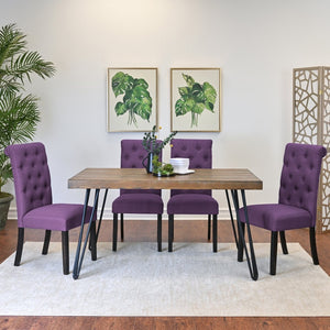 English Elm Ashford Industrial Farmhouse Seven Piece Dining Set with Hairpin Table and Tufted Chairs T2574S00156