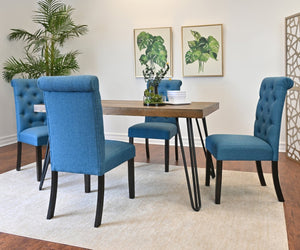 English Elm Ashford Six Piece Mid-century Dining Set with Hairpin Legs Bench and Tufted Chairs Brown - A T2574S00158