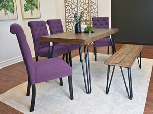 English Elm Ashford Six Piece Mid-century Dining Set with Hairpin Legs Bench and Tufted Chairs Brown - C T2574S00160