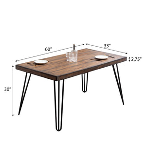English Elm Ashford Six Piece Mid-century Dining Set with Hairpin Legs Bench and Tufted Chairs Brown - D T2574S00161