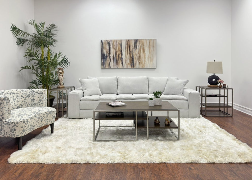 English Elm Padena Acacia Veneer and Metal 3 Piece Living Room Coffee Table with End Tables T2574S00163