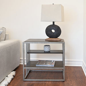 English Elm Padena Acacia Veneer and Metal 3 Piece Living Room Coffee Table with End Tables T2574S00163