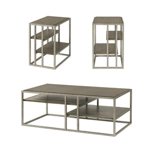 English Elm Padena Acacia Wood and Metal 3 Piece Living Room Coffee Table Set with Storage Shelves T2574S00164